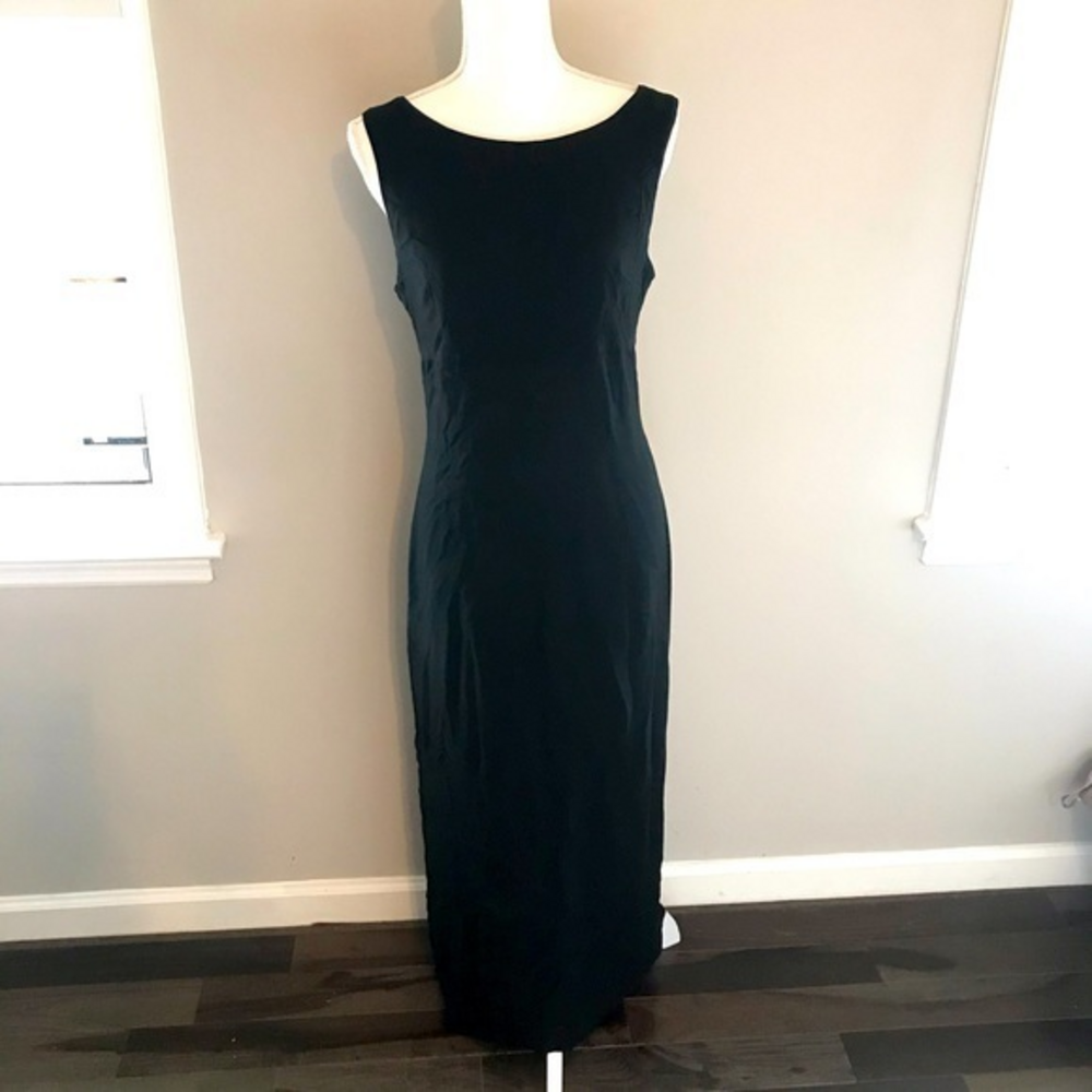 Atos Lombardini Silk Black Dress 8US 44 Italy EUC‎